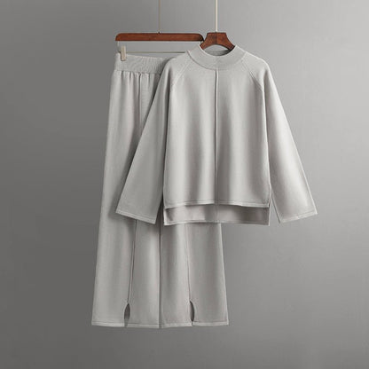 Dames Tweedelige Gebreide Set met Asymmetrische Trui en Broek - Jorisenmerle
