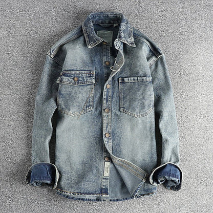 Denim overhemd met kraag met paisleypatroon voor heren - Jorisenmerle