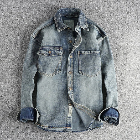 Denim overhemd met kraag met paisleypatroon voor heren - Jorisenmerle