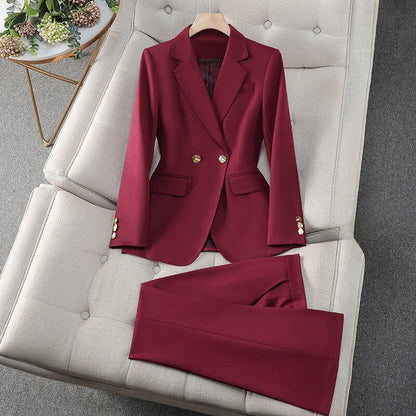 Dubbele rij knopen blazer en uitlopende broekpak voor dames - Jorisenmerle