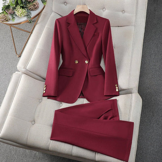 Dubbele rij knopen blazer en uitlopende broekpak voor dames - Jorisenmerle