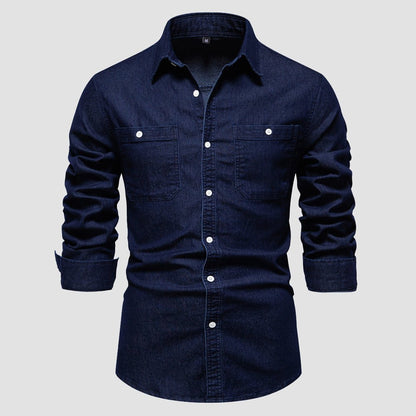 Effen denim overhemd met zakken aan de voorkant voor heren - Jorisenmerle