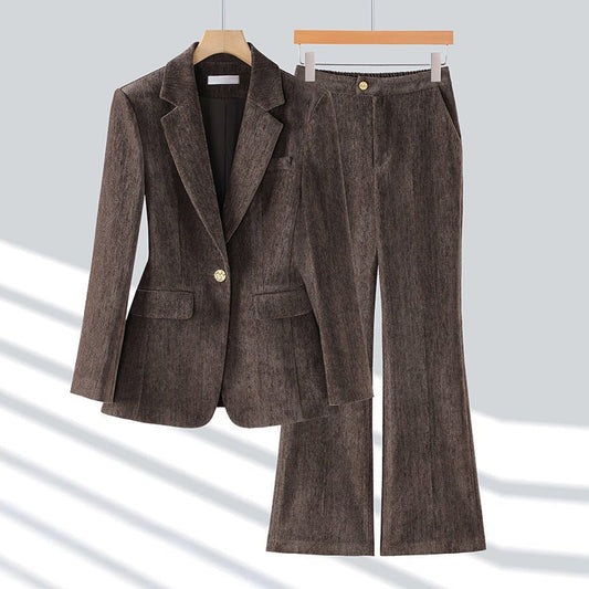 Fluwelen blazer en wijde broek set voor dames - Jorisenmerle