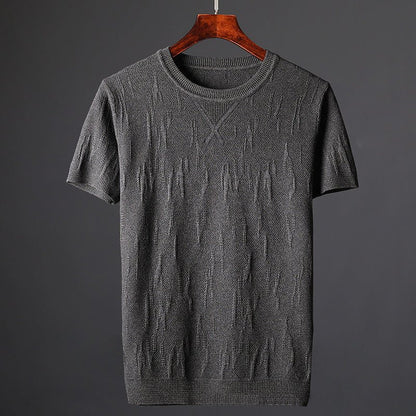 Getextureerd gebreid shirt met korte mouwen voor heren - Jorisenmerle