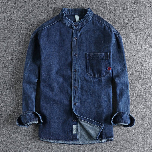 Heren denim overhemd met standaard kraag - Jorisenmerle
