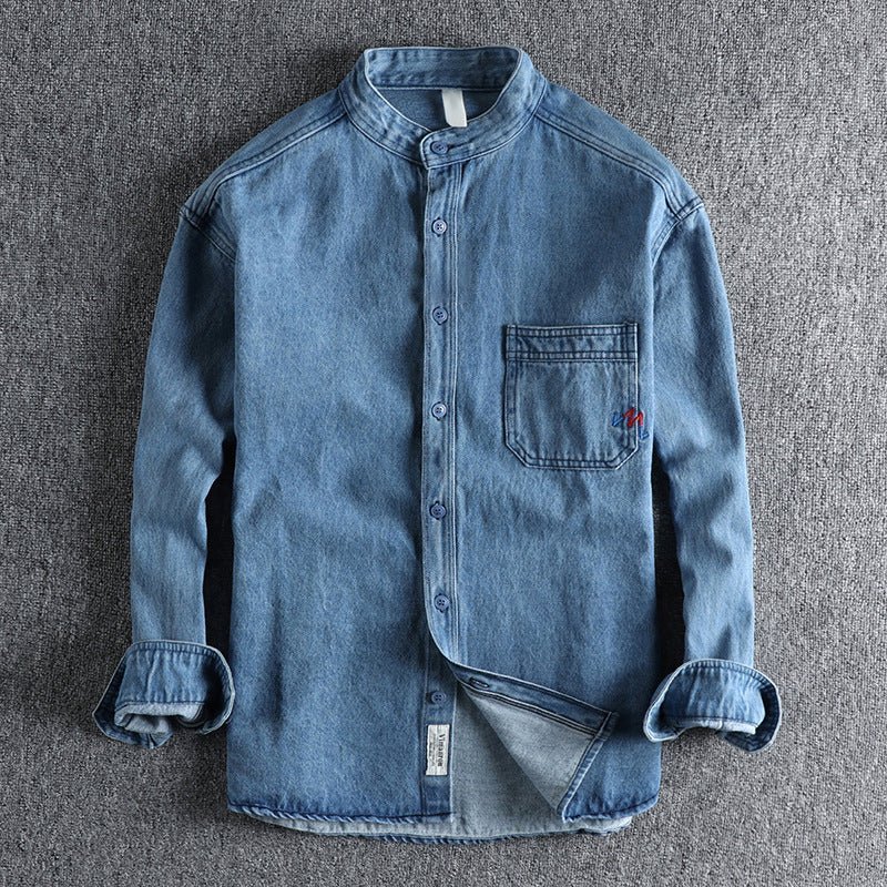 Heren denim overhemd met standaard kraag - Jorisenmerle