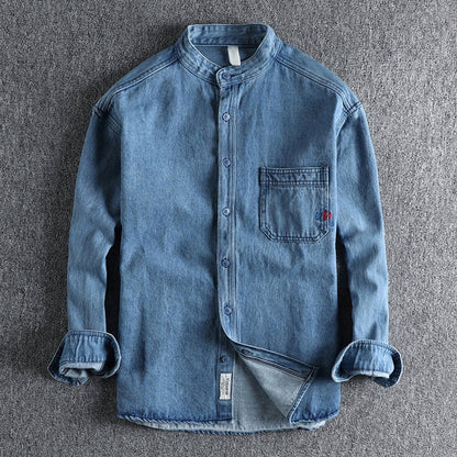 Heren denim overhemd met standaard kraag - Jorisenmerle