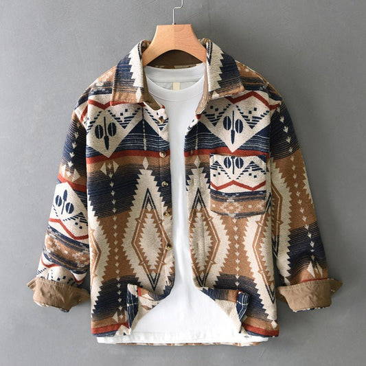 Heren jacquard overhemd met boho patroon - Jorisenmerle