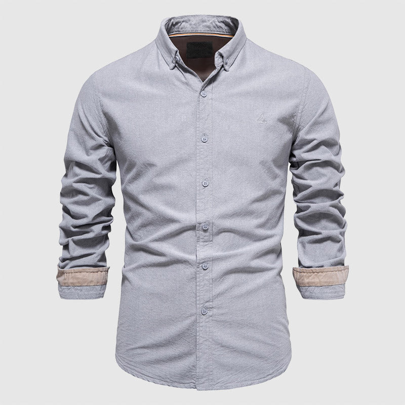 Heren Katoenen Overhemd met Lange Mouwen en Button - Down Kraag - Jorisenmerle