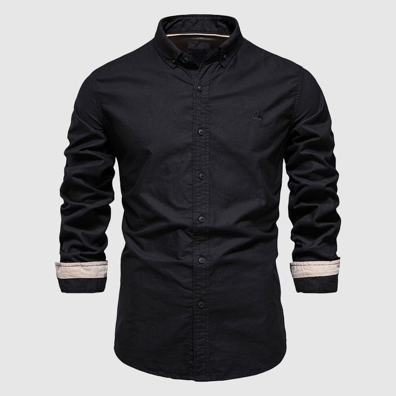 Heren Katoenen Overhemd met Lange Mouwen en Button - Down Kraag - Jorisenmerle