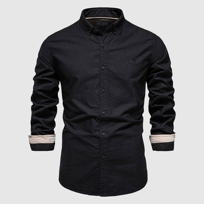 Heren Katoenen Overhemd met Lange Mouwen en Button - Down Kraag - Jorisenmerle