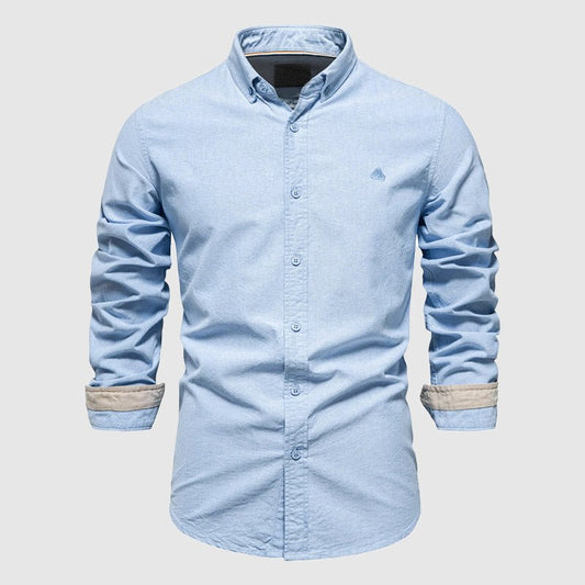 Heren Katoenen Overhemd met Lange Mouwen en Button - Down Kraag - Jorisenmerle
