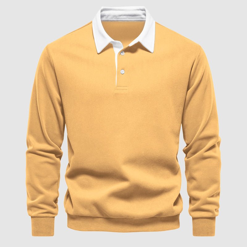 Heren Katoenen Polo met Lange Mouwen en Contrasterende Kraag - Jorisenmerle