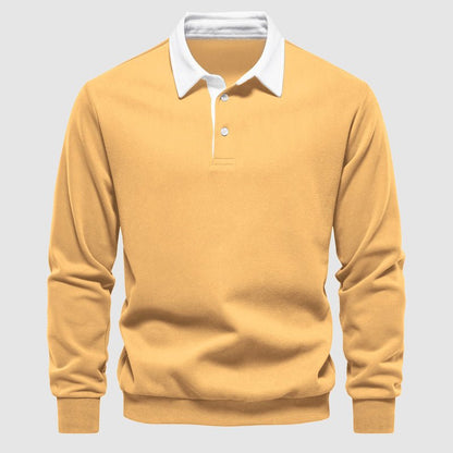 Heren Katoenen Polo met Lange Mouwen en Contrasterende Kraag - Jorisenmerle