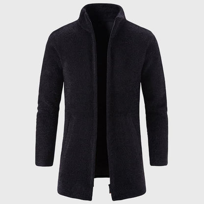 Heren Lange Pluche Cardigan met Opstaande Kraag - Jorisenmerle