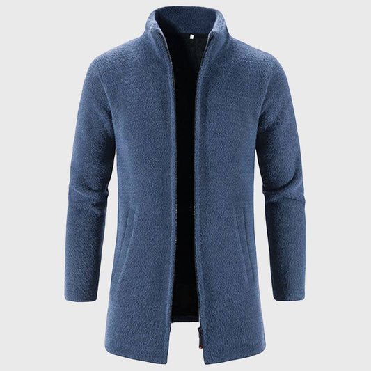Heren Lange Pluche Cardigan met Opstaande Kraag - Jorisenmerle