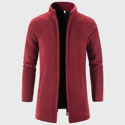 Heren Lange Pluche Cardigan met Opstaande Kraag - Jorisenmerle
