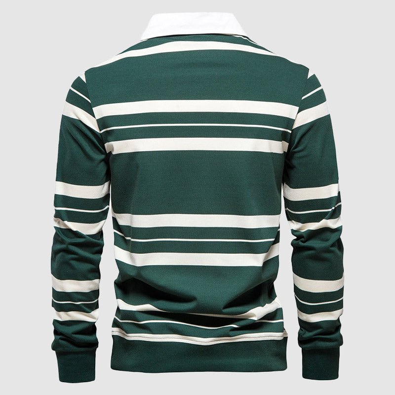 Heren Poloshirt met Lange Mouwen, Strepen en Ritssluiting - Jorisenmerle