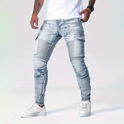 Heren slim - fit denim jeans met versleten look - Jorisenmerle