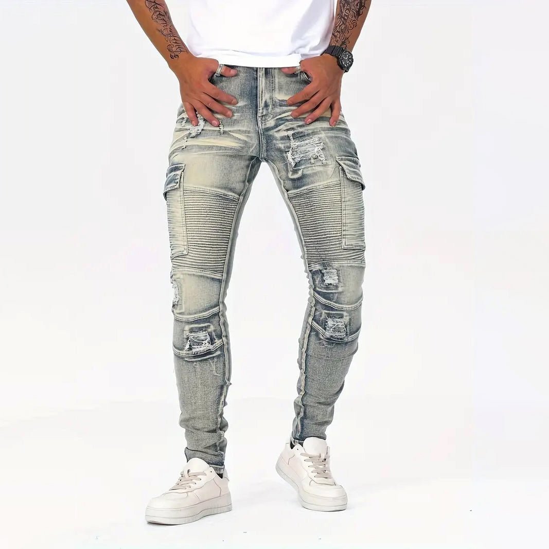 Heren slim - fit denim jeans met versleten look - Jorisenmerle