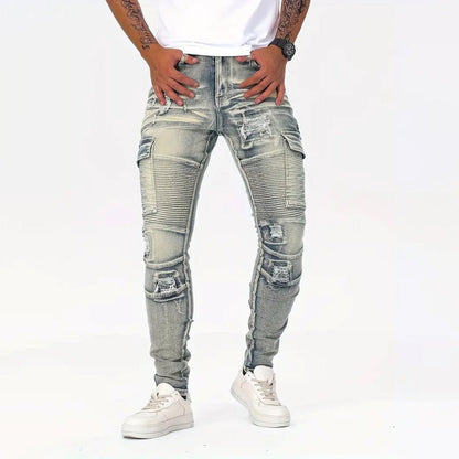 Heren slim - fit denim jeans met versleten look - Jorisenmerle