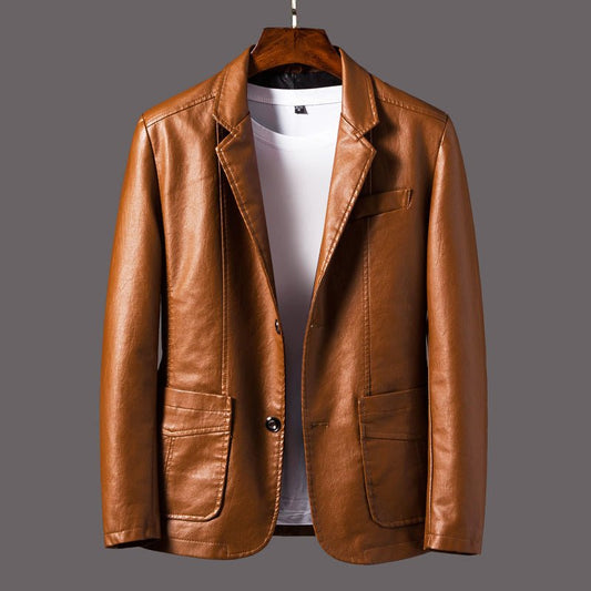 Heren Slim - Fit Faux Leren Jas met Reverskraag - Jorisenmerle