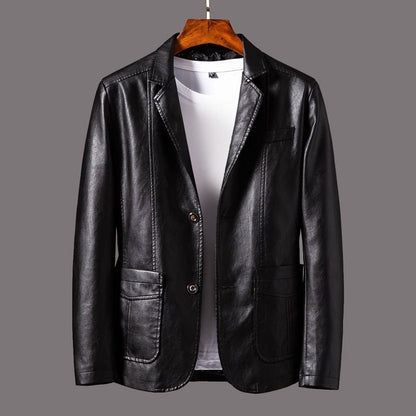 Heren Slim - Fit Faux Leren Jas met Reverskraag - Jorisenmerle