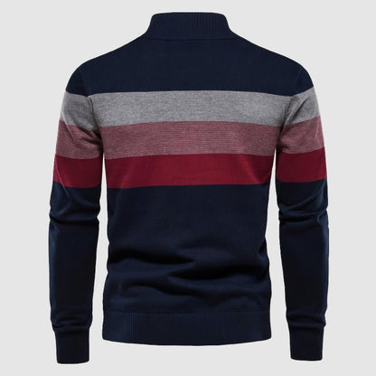 Heren Slim - Fit Trui met Halve Ritssluiting en Strepen - Jorisenmerle