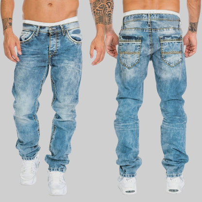 Heren straight - leg denim jeans met versleten look - Jorisenmerle