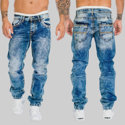 Heren straight - leg denim jeans met versleten look - Jorisenmerle