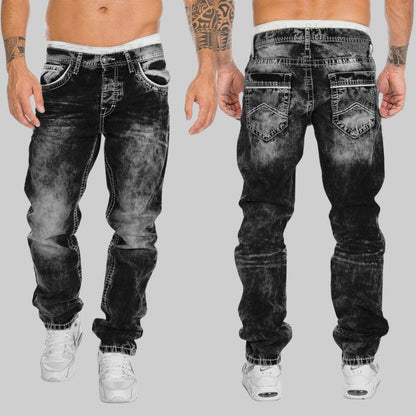 Heren straight - leg denim jeans met versleten look - Jorisenmerle
