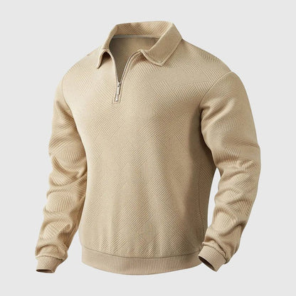 Heren­sweatshirt met Geometrisch Patroon en Polo­kraag met Rits - Jorisenmerle