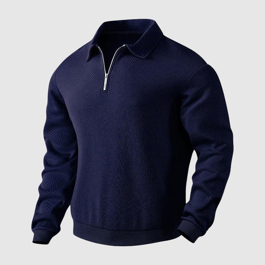 Heren­sweatshirt met Geometrisch Patroon en Polo­kraag met Rits - Jorisenmerle