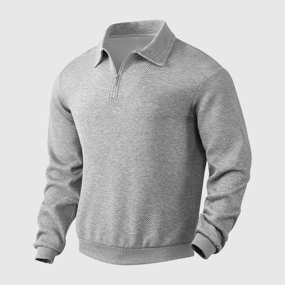 Heren­sweatshirt met Geometrisch Patroon en Polo­kraag met Rits - Jorisenmerle