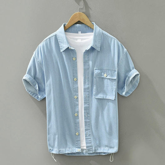 Katoenen denim shirt met korte mouwen voor heren - Jorisenmerle
