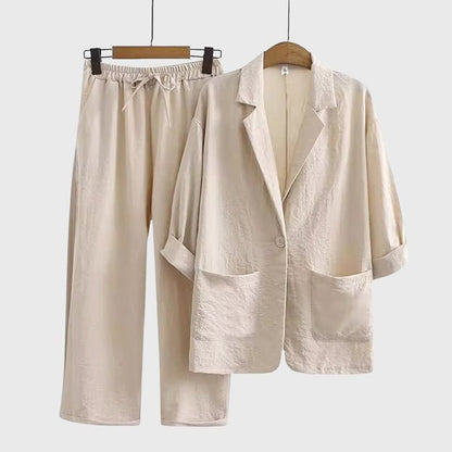 Luchtige blazer en wijde broek set voor dames - Jorisenmerle