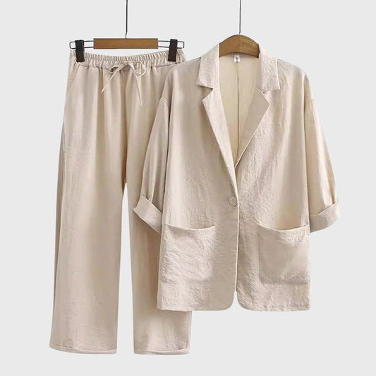 Luchtige blazer en wijde broek set voor dames - Jorisenmerle