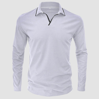 Polo shirt met lange mouwen en V - hals kraag voor heren - Jorisenmerle