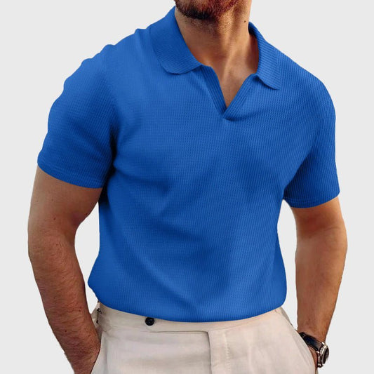 Wafelgebreid poloshirt met korte mouwen voor heren - Jorisenmerle