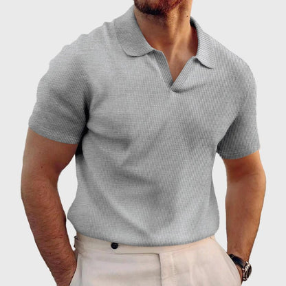 Wafelgebreid poloshirt met korte mouwen voor heren - Jorisenmerle